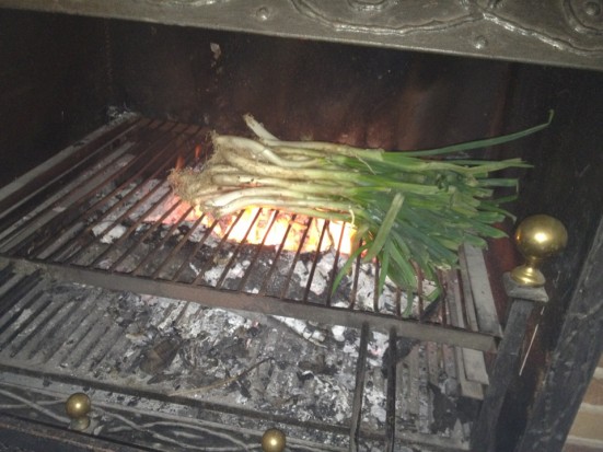 photo of calçots cooking