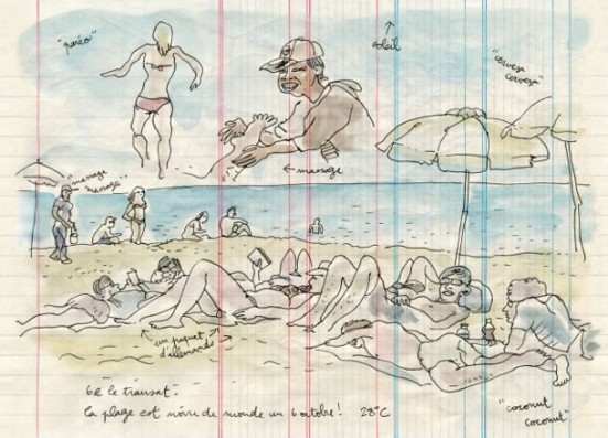 Illustration of Barceloneta beach