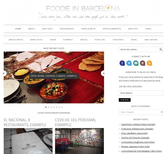 Foodie in Barcelona website screenshot